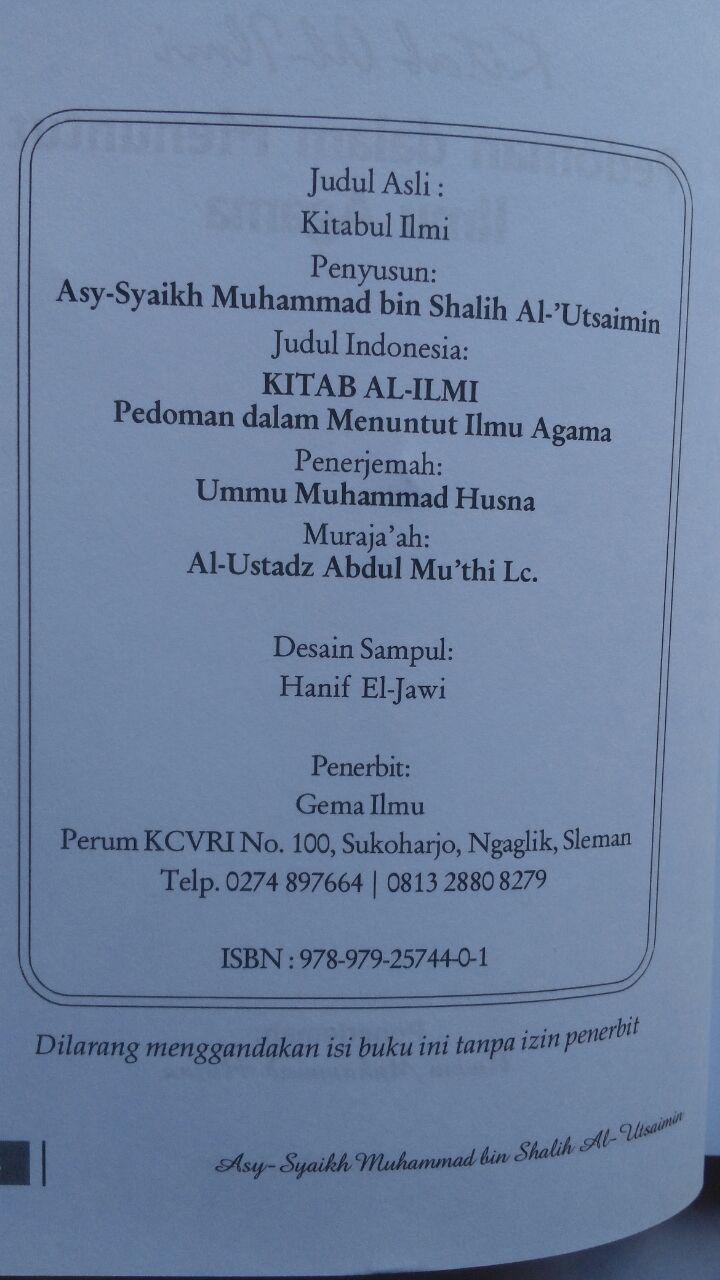 Buku Kitab Al-Ilmi Panduan Dalam Menuntut Ilmu Agama 78,000 20% 62,400 Gema Ilmu isi 4