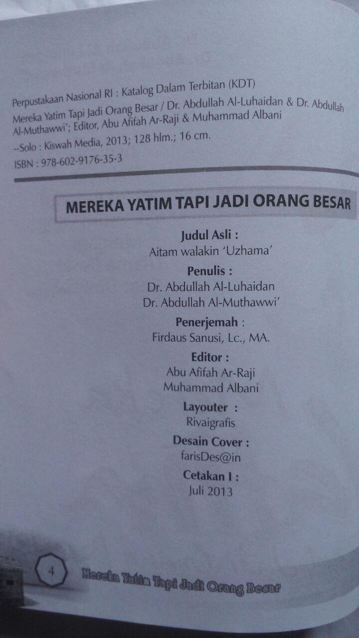 Buku Mereka Yatim Tapi Jadi Orang Besar 23.000 15% 19.550 Kiswah Media Dr. Abdullah Al-Luhaidan Dr. Abdullah Al-Muthaww isi 3