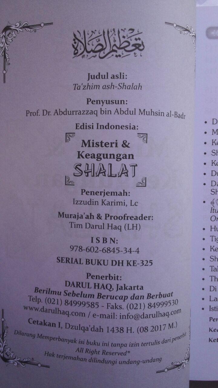 Buku Misteri Dan Keagungan Shalat 30.000 15% 25.500 Darul Haq isi