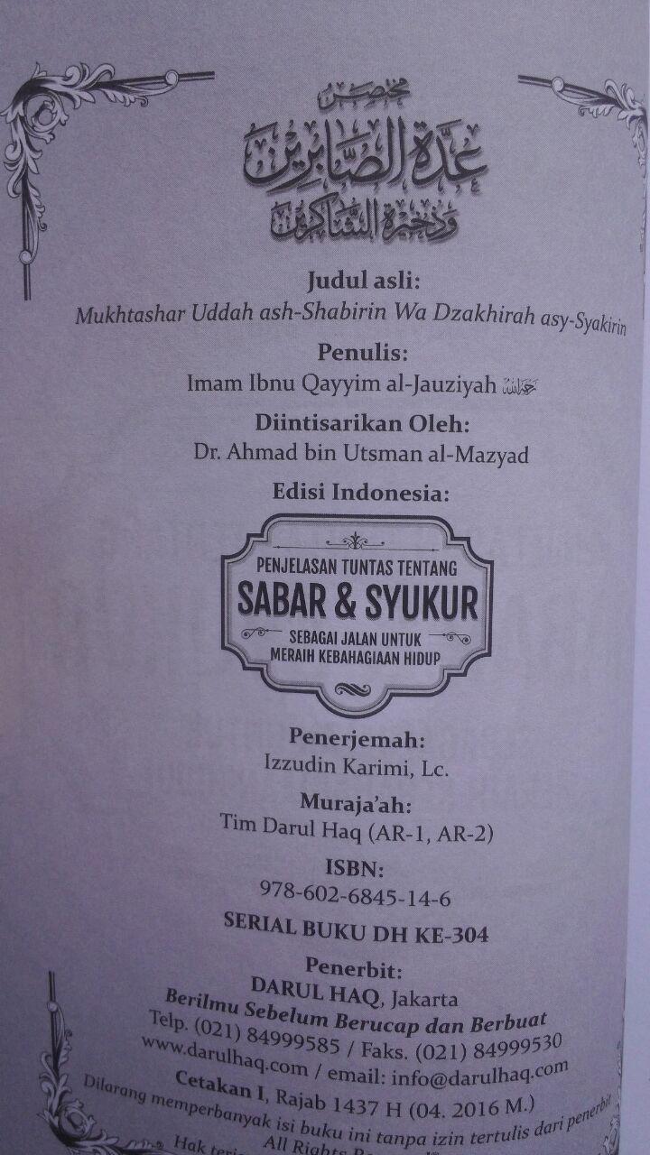 Buku Penjelasan Tuntas Tentang Sabar Dan Syukur 25.000 15% 21.250 Darul Haq Ibnu Qayyim Al-Jauziyyah cover 2