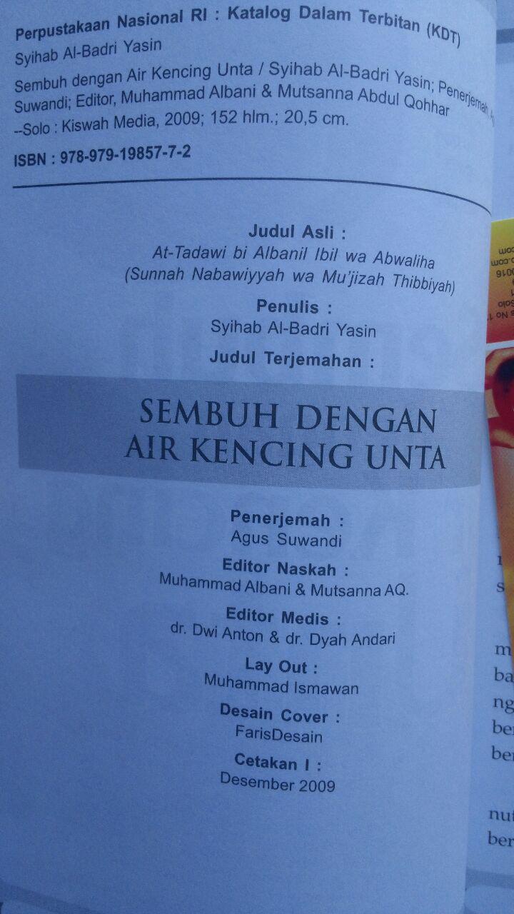 Buku Sembuh Dengan Air Kencing Unta 26.000 15% 22.100 Kiswah Media Syihab Al-Badri Yasin isi 2