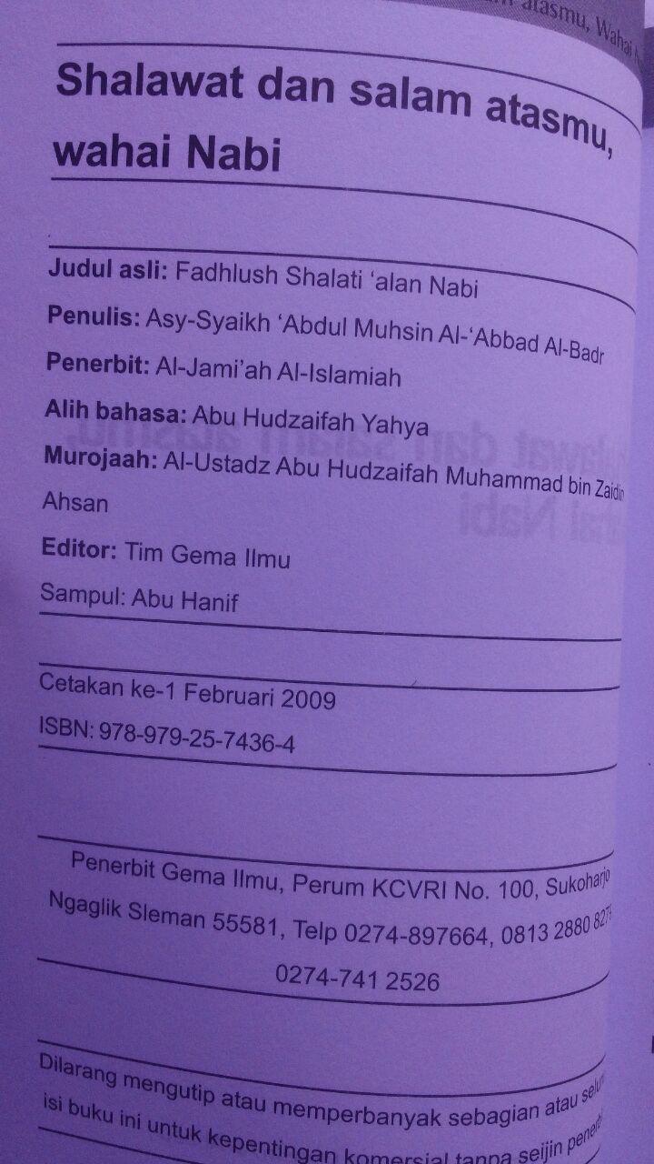 Buku Shalawat Dan Salam Atasmu Wahai Nabi 18.500 15% 15.725 Gema Ilmu Syaikh Abdul Muhsin bin Hamd Al-Abbad Al-Badr isi 3