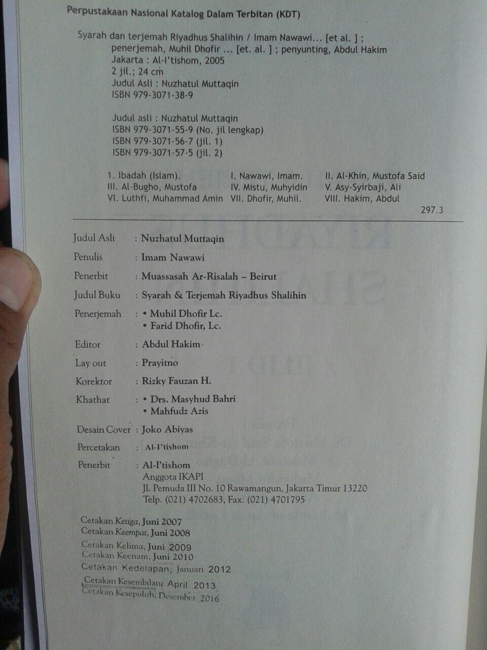 Buku Syarah Dan Terjemah Riyadhus Shalihin 1 Set 2 Jilid isi 5