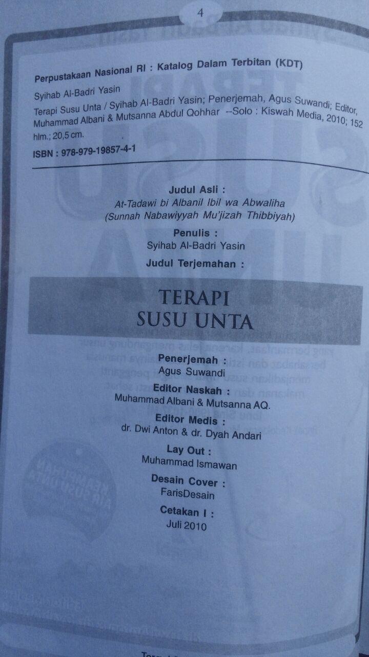Buku Terapi Susu Unta 27.000 15% 22.950 Kiswah Media Syihab Al-Badri Yasin isi 3