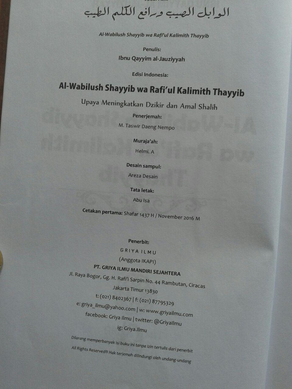 Buku Al-Wabilush Shayyib Meningkatkan Dzikir Amal Shalih 100.000 20% 80.000 Griya Ilmu Ibnul Qayyim Al-Jauziyyah isi 2