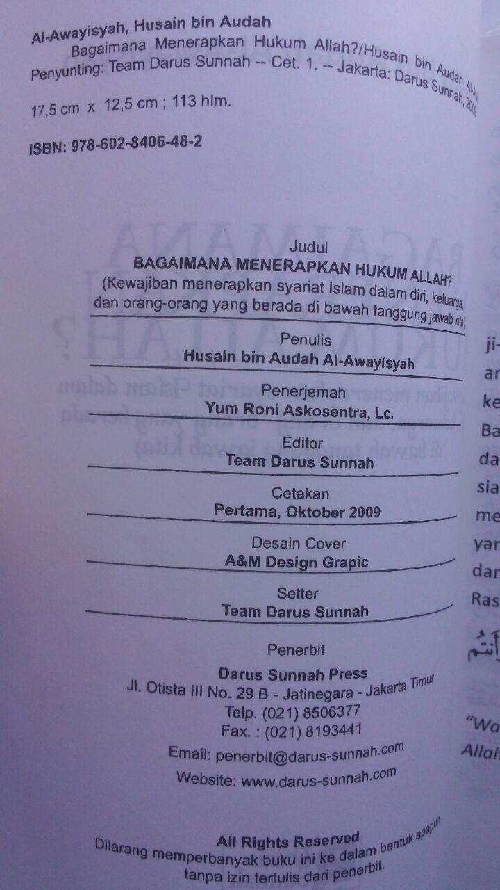 Buku Bagaimana Menerapkan Hukum Allah 15.000 15% 12.750 Darus Sunnah Husain bin Audah Al-Awayisyah isi