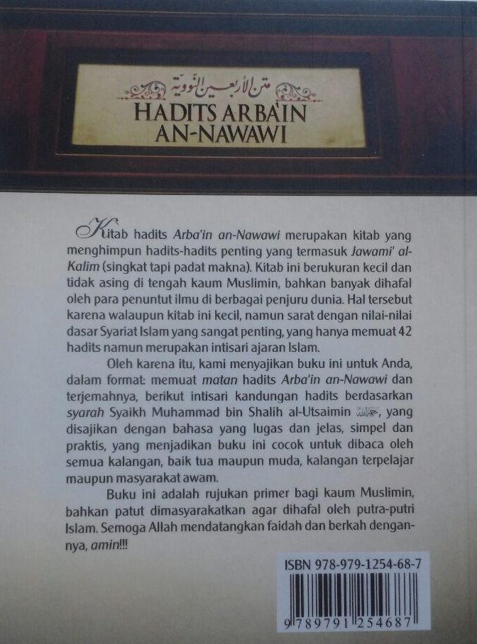Buku Hadits Arba'in An-Nawawi Terjemah Intisari Kandungan Hadits 17.000 15% 14.450 Darul Haq Imam An-Nawawi isi 4