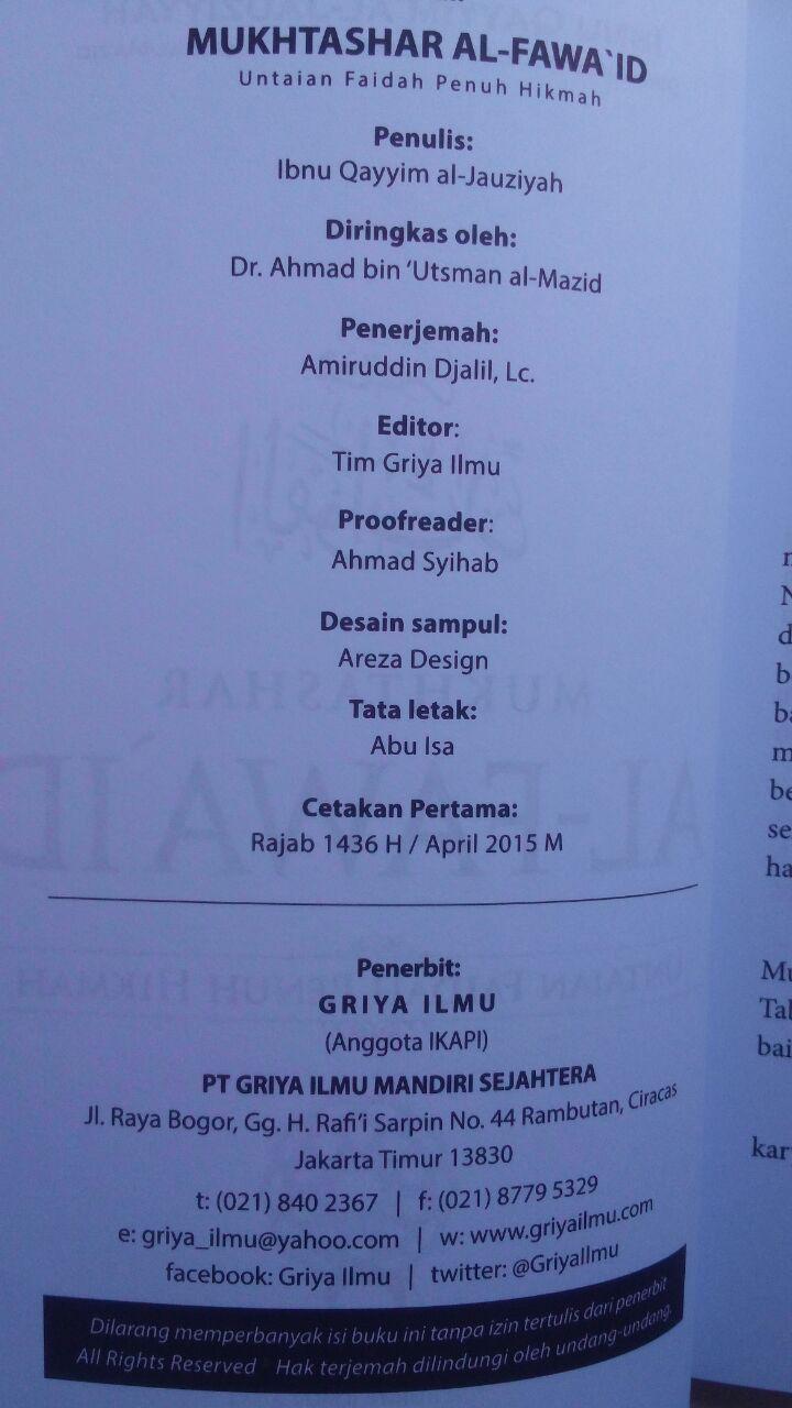 Buku Mukhtashar Al-Fawaid Untaian Faidah Penuh Hikmah 26.000 15% 22.100 Griya Ilmu Ibnul Qayyim Al-Jauziyyah isi