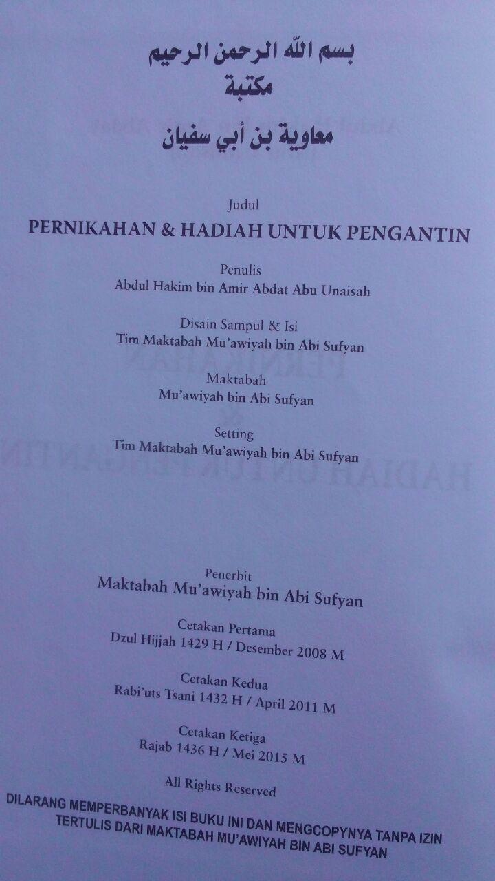 Buku Pernikahan Dan Hadiah Untuk Pengantin 90.000 20% 72.000 Maktabah Muawiyah Bin Abi Sufyan Abdul Hakim bin Amir Abdat isi 3