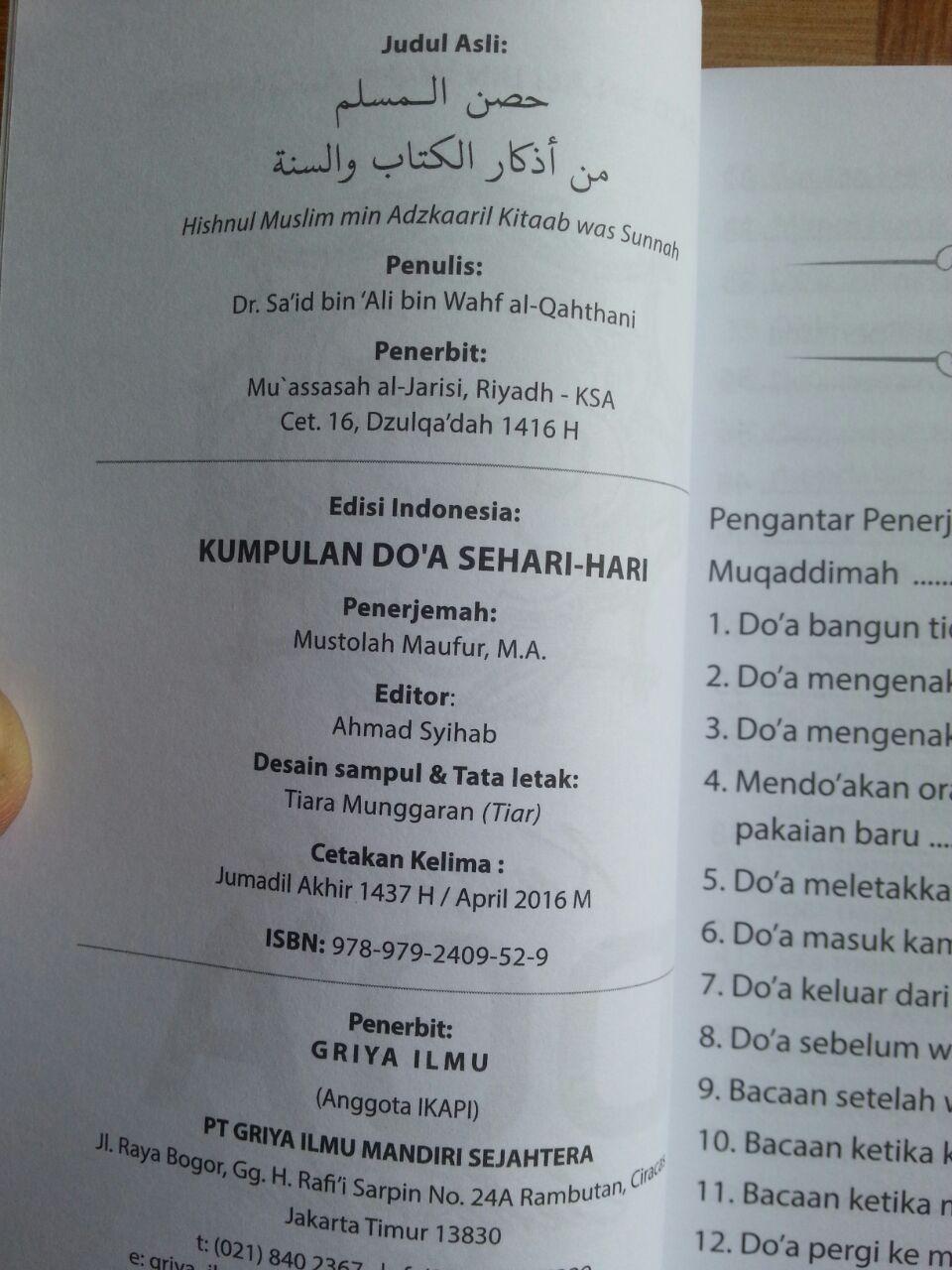 Buku Saku Hishnul Muslim Kumpulan Doa Sehari-Hari isi