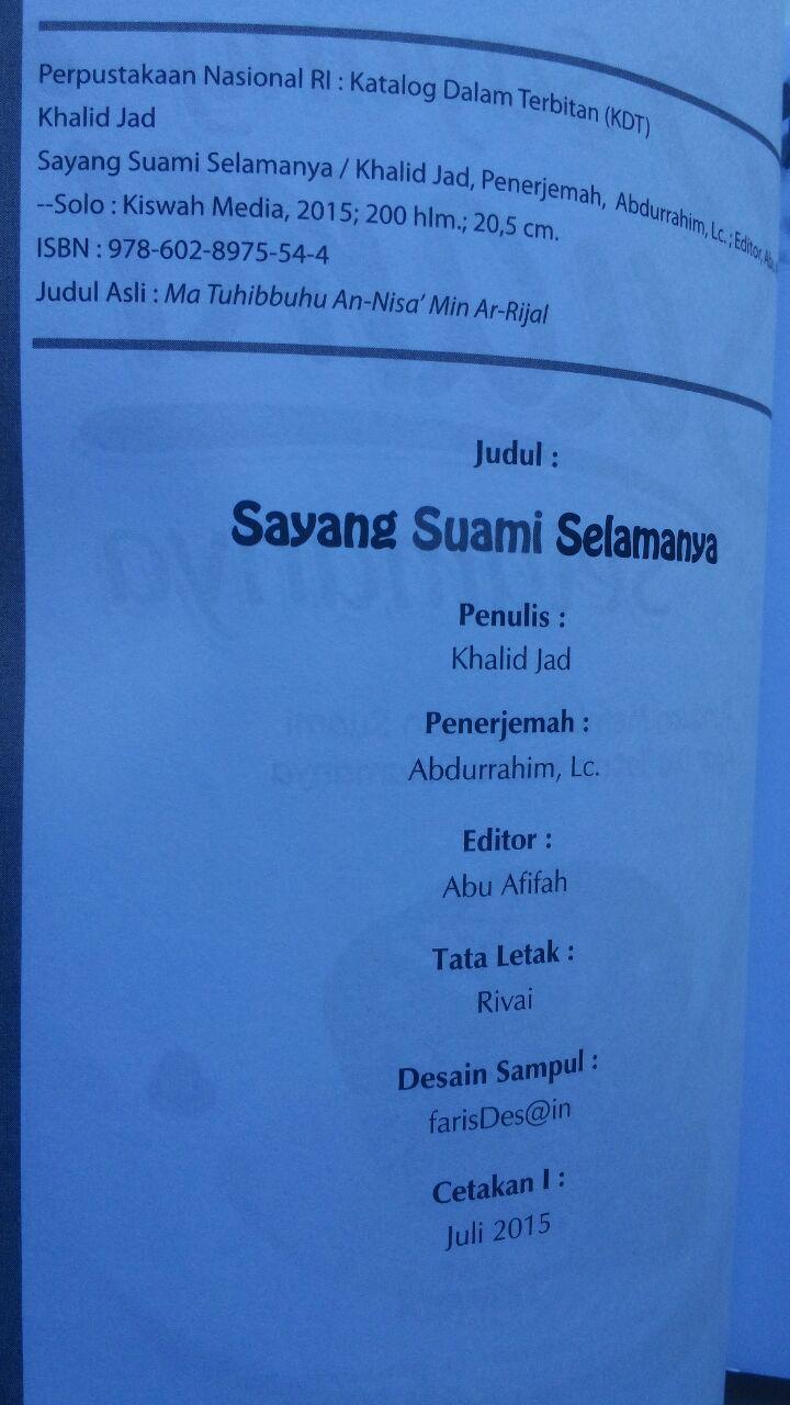 Buku Sayang Suami Selamanya 36.000 15% 30.600 Zam Zam isi