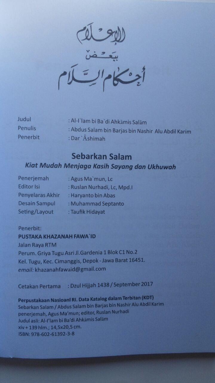 Buku Sebarkan Salam Kiat Mudah Menjaga Kasih Sayang Ukhuwah 33.000 15% 28.050 Khazanah Fawaid Abdussalam bin Barjas bin Nashir Alu Abdul Karim isi 2