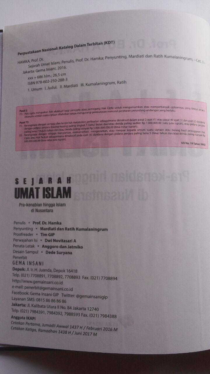 Buku Sejarah Umat Islam Pra Kenabian Hingga Islam Di Nusantara 230.000 15% 195.500 Gema Insani Press isi