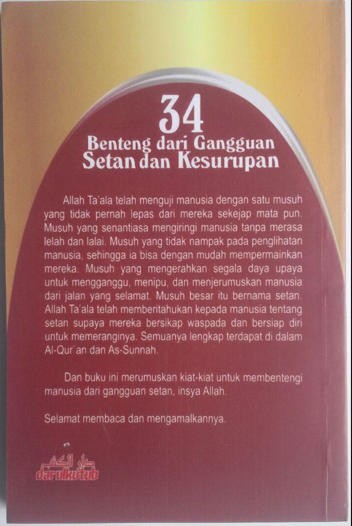 Buku 34 Benteng Dari Gangguan Setan Dan Kesurupan 16.000 15% 13.600 Darulkutub Abdul Hadi bin Hasan Wahbi cover