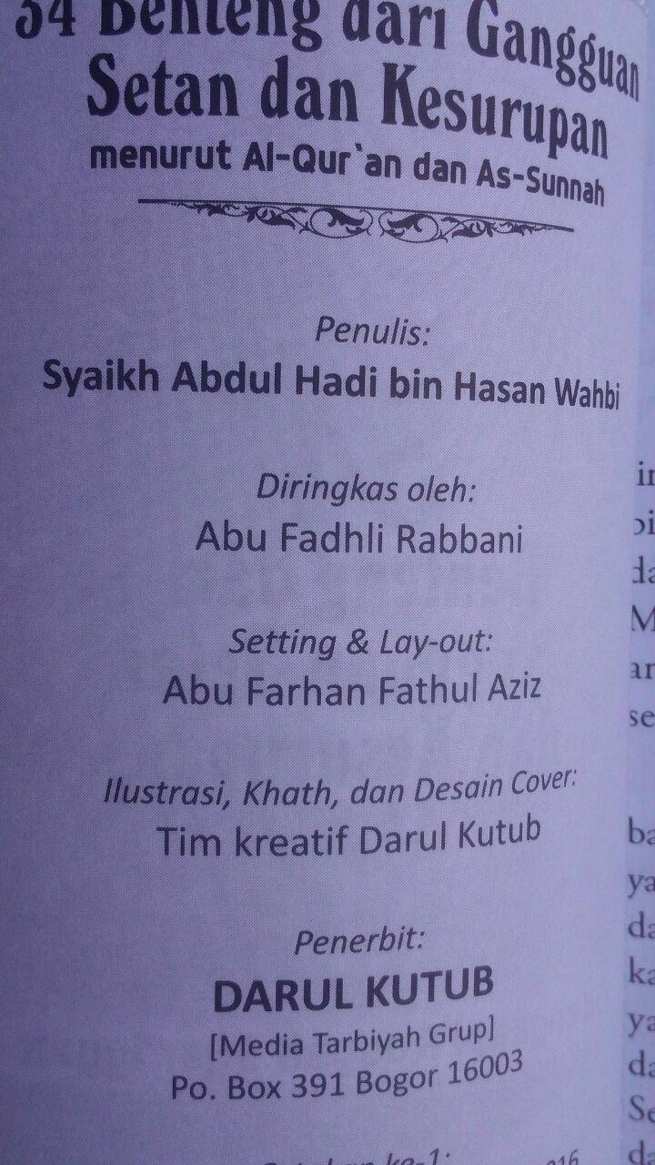 Buku 34 Benteng Dari Gangguan Setan Dan Kesurupan 16.000 15% 13.600 Darulkutub Abdul Hadi bin Hasan Wahbi isi 2