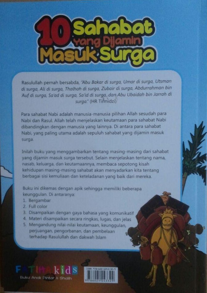 Buku Anak 10 Sahabat Yang Dijamin Masuk Surga 69.000 20% 55.200 Fatiha Kids Farvin Sabilla Matin cover