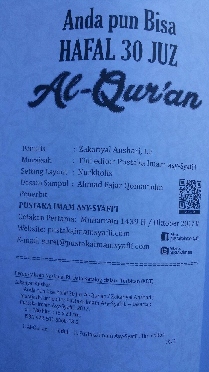 Buku Anda Pun Bisa Hafal 30 Juz Al-Qur'an 30.000 15% 25.500 Pustaka Imam Asy-Syafi'i Zakariyal Anshari isi