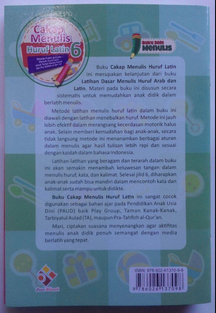 Buku Cakap Menulis Huruf Latin 1 Set 6 Jilid 57.000 10% 51.300 Pena Hikmah Ummu Irbadh Salma Hadi cover 2