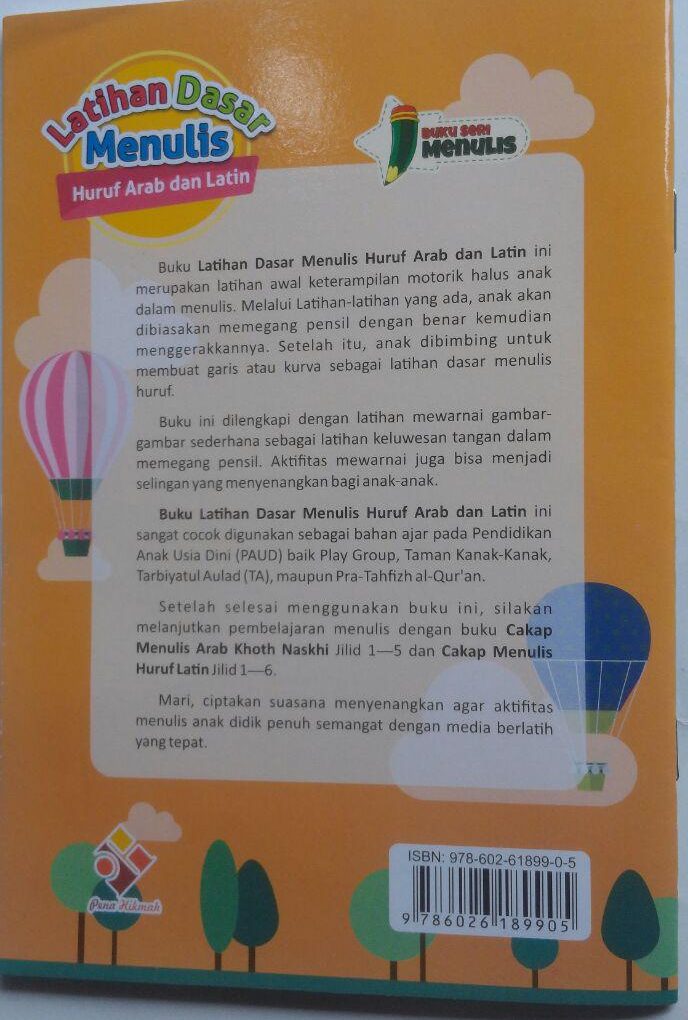 Buku Pra TK Dan TK Latihan Dasar Menulis Huruf Arab Dan Latin 10.500 10% 9.450 Pena Hikmah Ummu Irbadh Salma Hadi cover
