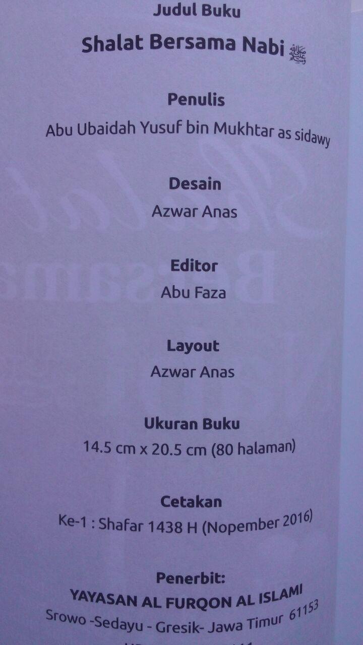Buku Shalat Bersama Nabi Dilengkapi Ilustrasi Gambar 20.000 15% 17.000 Pustaka Al-Furqon Abu Ubaidah Yusuf bin Mukhtar As-Sidawi isi 2