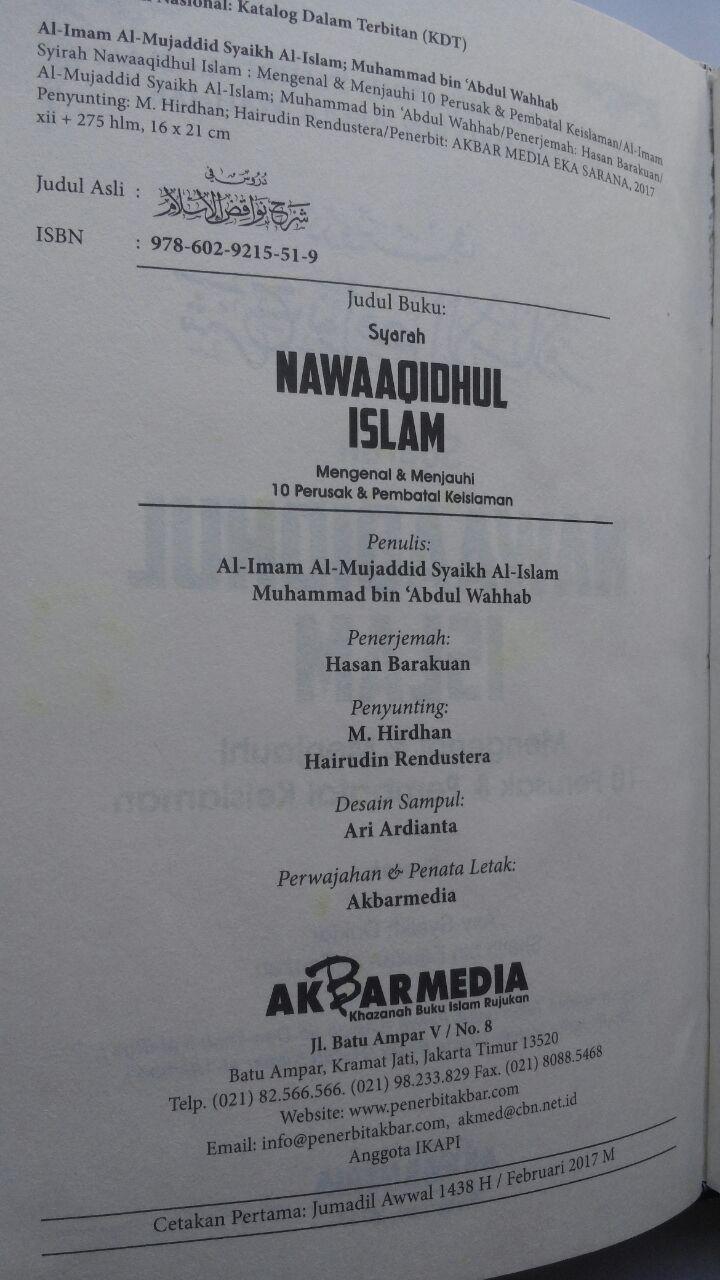 Buku Syarah Nawaaqidhul Islam 10 Perusak Pembatal Keislaman 80.000 20% 64.000 Akbar Media Muhammad bin Abdul Wahhab isi