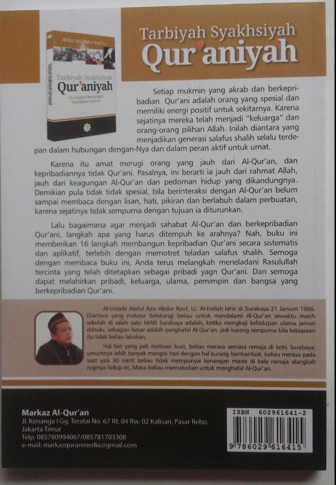 Buku Tarbiyah Syakhsiyah Quraniyah 16 Langkah Membangun 45.000 15% 38.250 Markaz Al-Quran Abdul Aziz Abdur Rauf cover