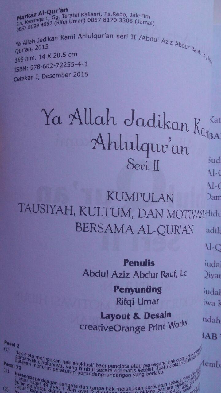 Buku Ya Allah Jadikan Kami Ahlus Quran Kumpulan Motivasi 50.000 20% 40.000 Markaz Al-Quran Abdul Aziz Abdur Rauf isi 4