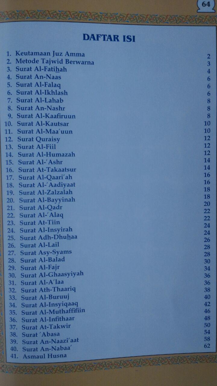 Al-Quran Juz Amma Tajwid At-Tartil Arab-Terjemah 30.000 10% 27.000 Aliyah Yasmin Press isi