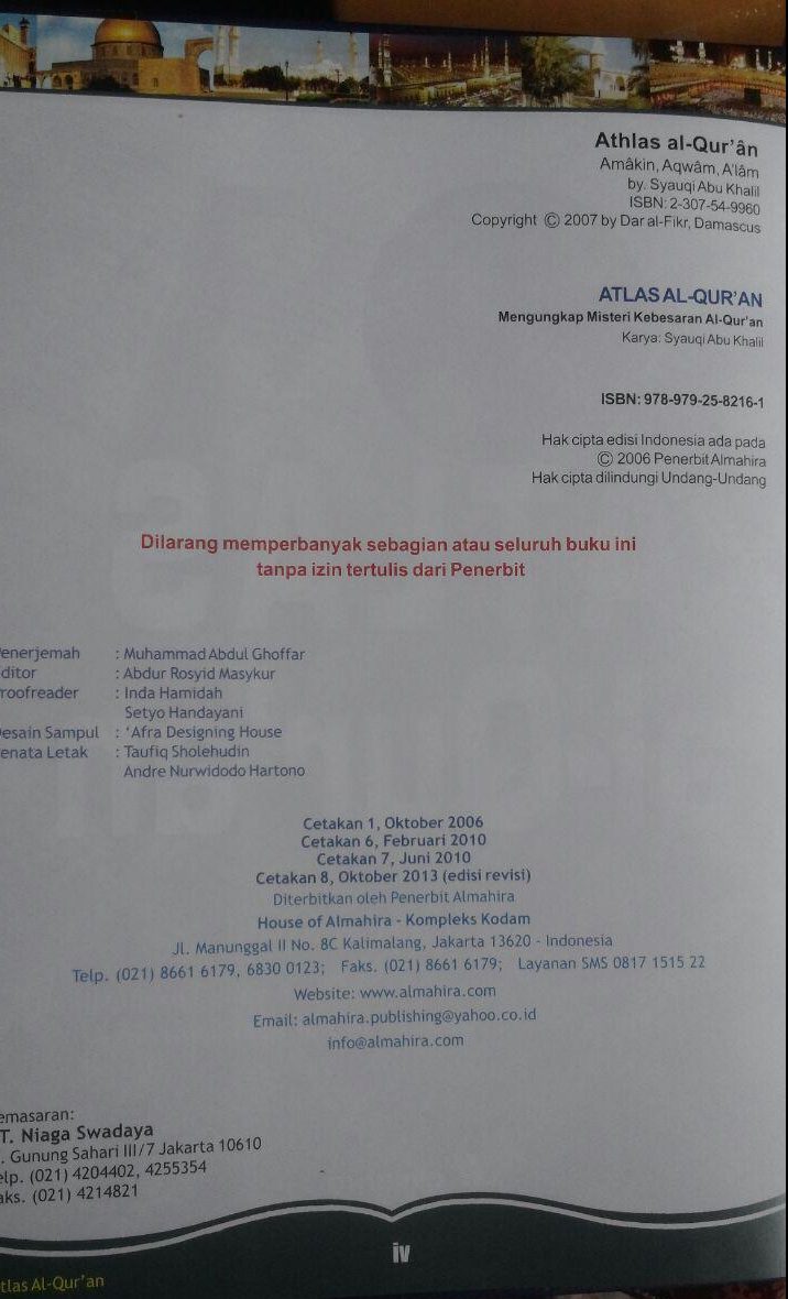 BK2967 Buku Atlas Al-Qur'an 250.000 15% 212.500 Almahira Syauqi Abu Kholil isi 2