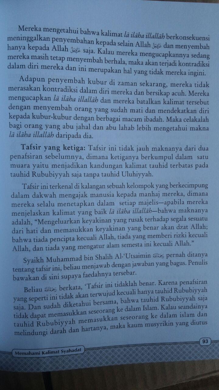 Buku Memahami Kalimat Syahadat Menurut Aqidah Ahlussunnah 99.000 20% 79.200 Khazanah Fawaid Yazid bin Abdul Qadir Jawas isi 2