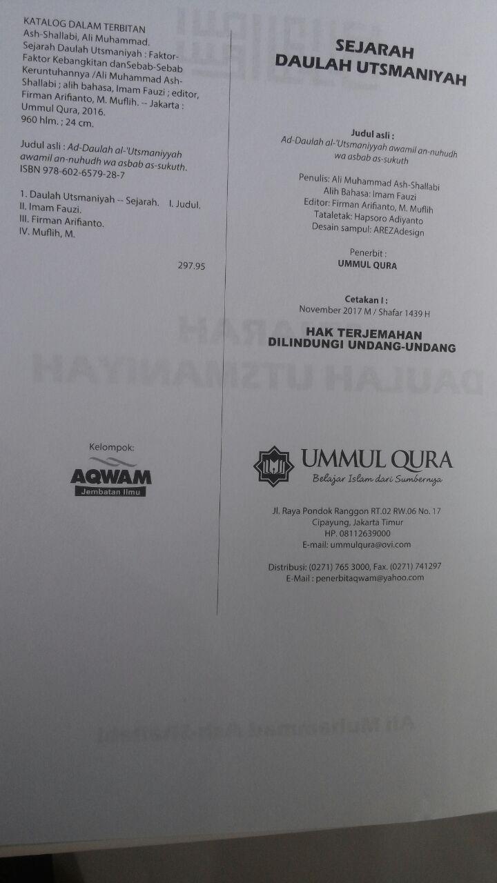 Buku Sejarah Daulah Utsmaniyah Faktor Kebangkitan Keruntuhan 179.000 20% 143.200 Ummul Qura Ali Muhammad Ash-Shallabi isi