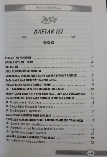 Buku Rahasia Kecantikan Dan Kesehatan Wanita dari A - Z Daftar Isi