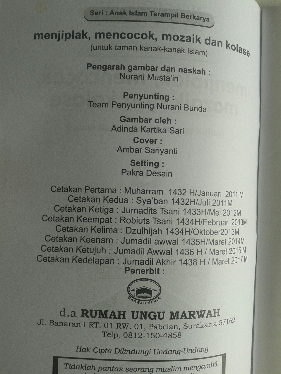 Buku Anak Menjiplak Mencocok Mozaik Dan Kolase Set 2 Jilid isi