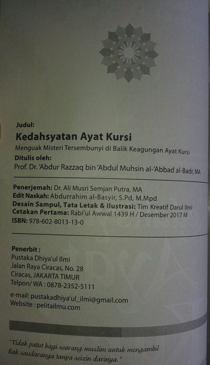 Buku Kedahsyatan Ayat Kursi Menguak Misteri Tersembunyi isi