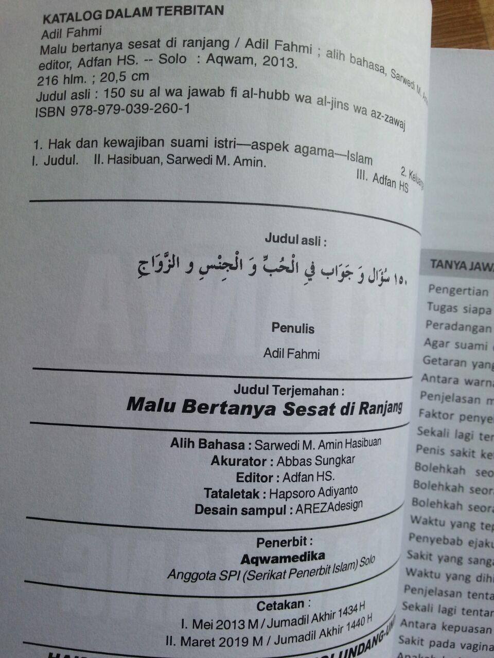 Buku Malu Bertanya Sesat Di Ranjang 150 Problem Sering Terjadi isi