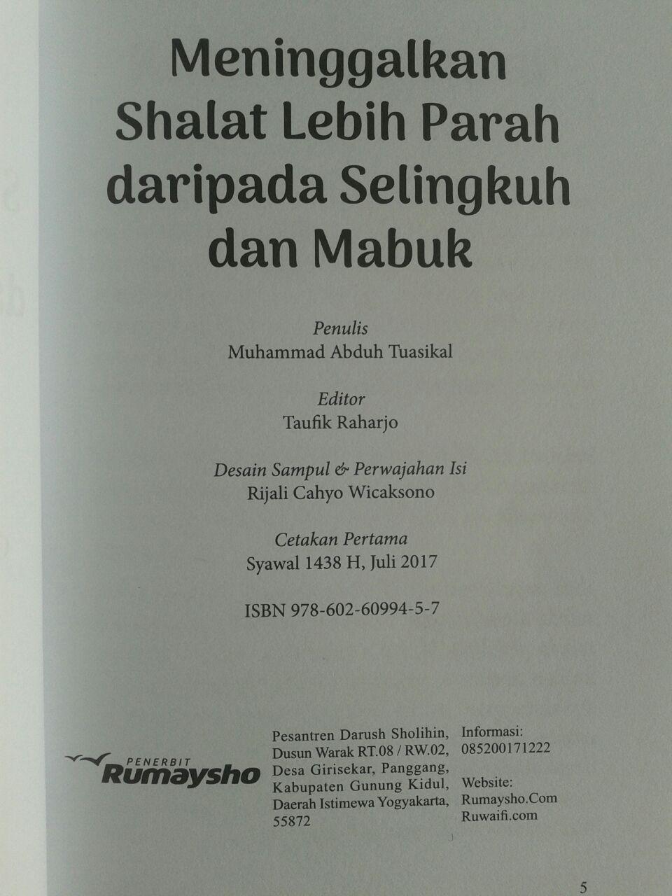 Buku Meninggalkan Shalat Lebih Parah Daripada Selingkuh Mabuk isi