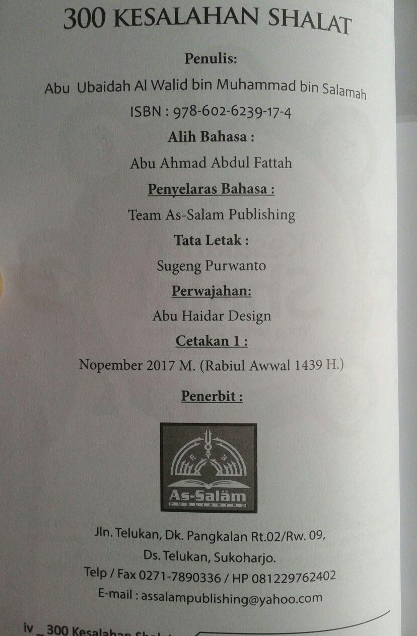 Buku 300 Kesalahan Shalat Yang Sering Diremehkan isi 3
