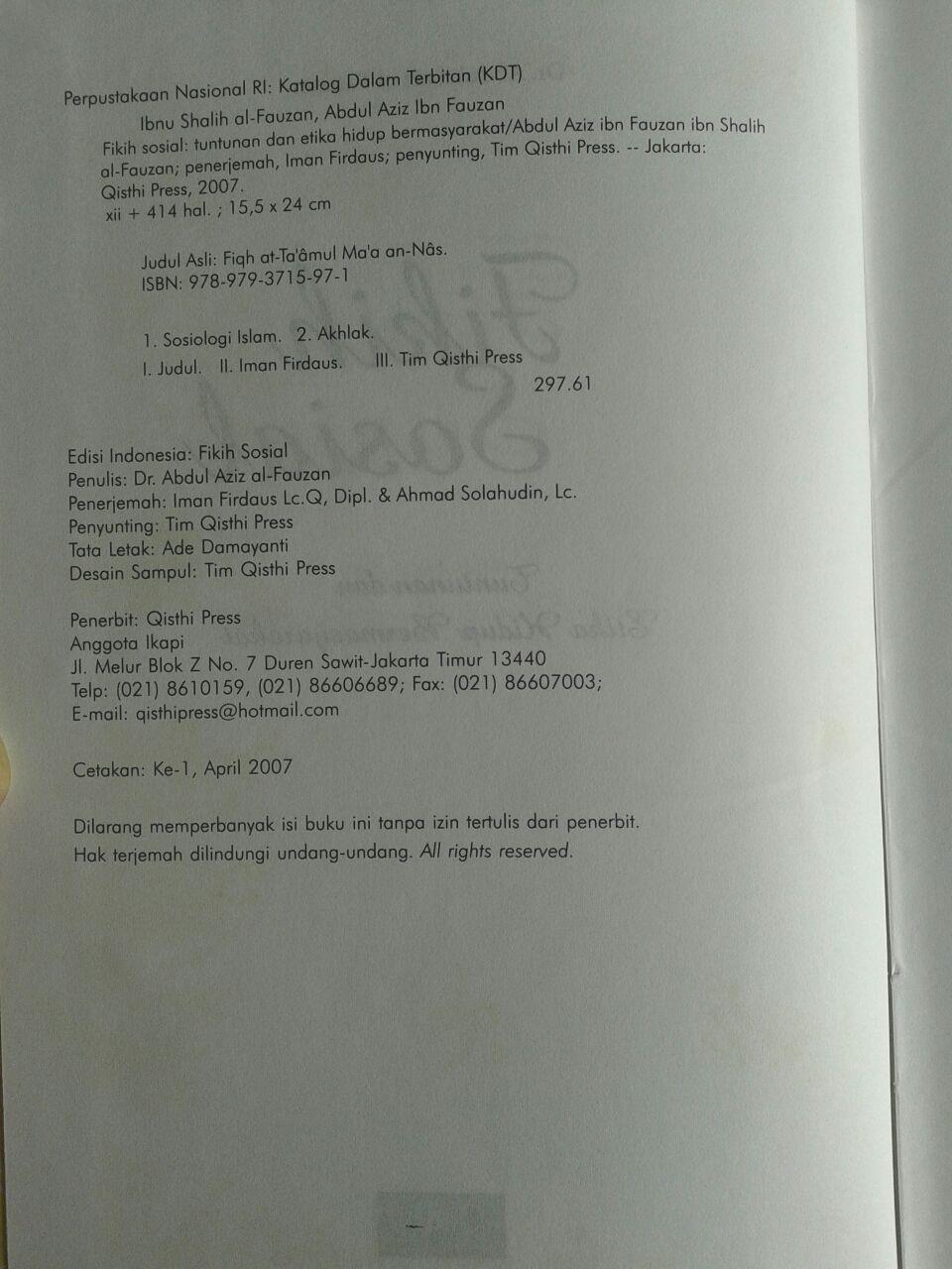 Buku Fikih Sosial Tuntunan Dan Etika Hidup Bermasyarakat isi