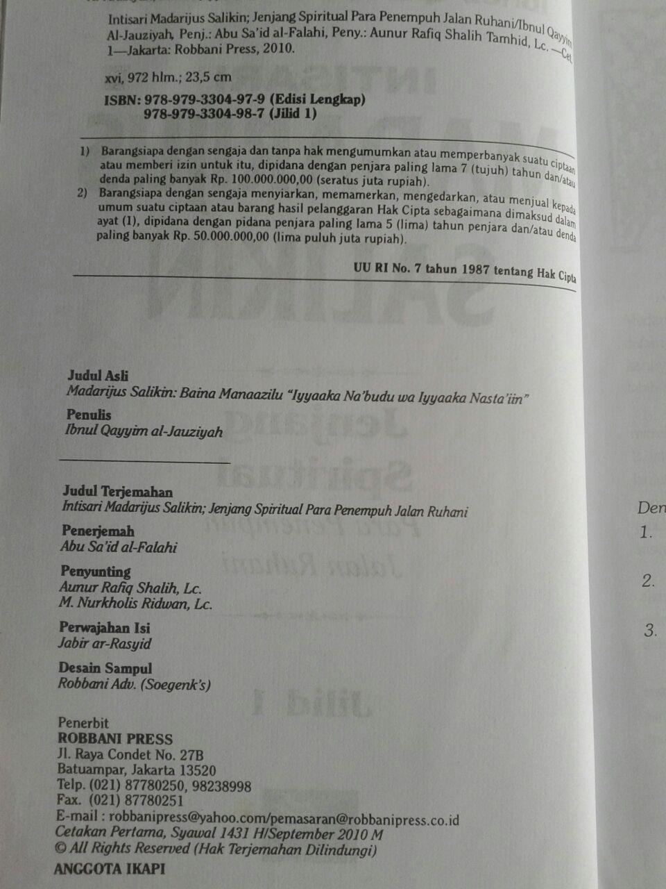 Buku Intisari Madarijus Salikin Jenjang Spiritual Jalan Ruhani isi 3