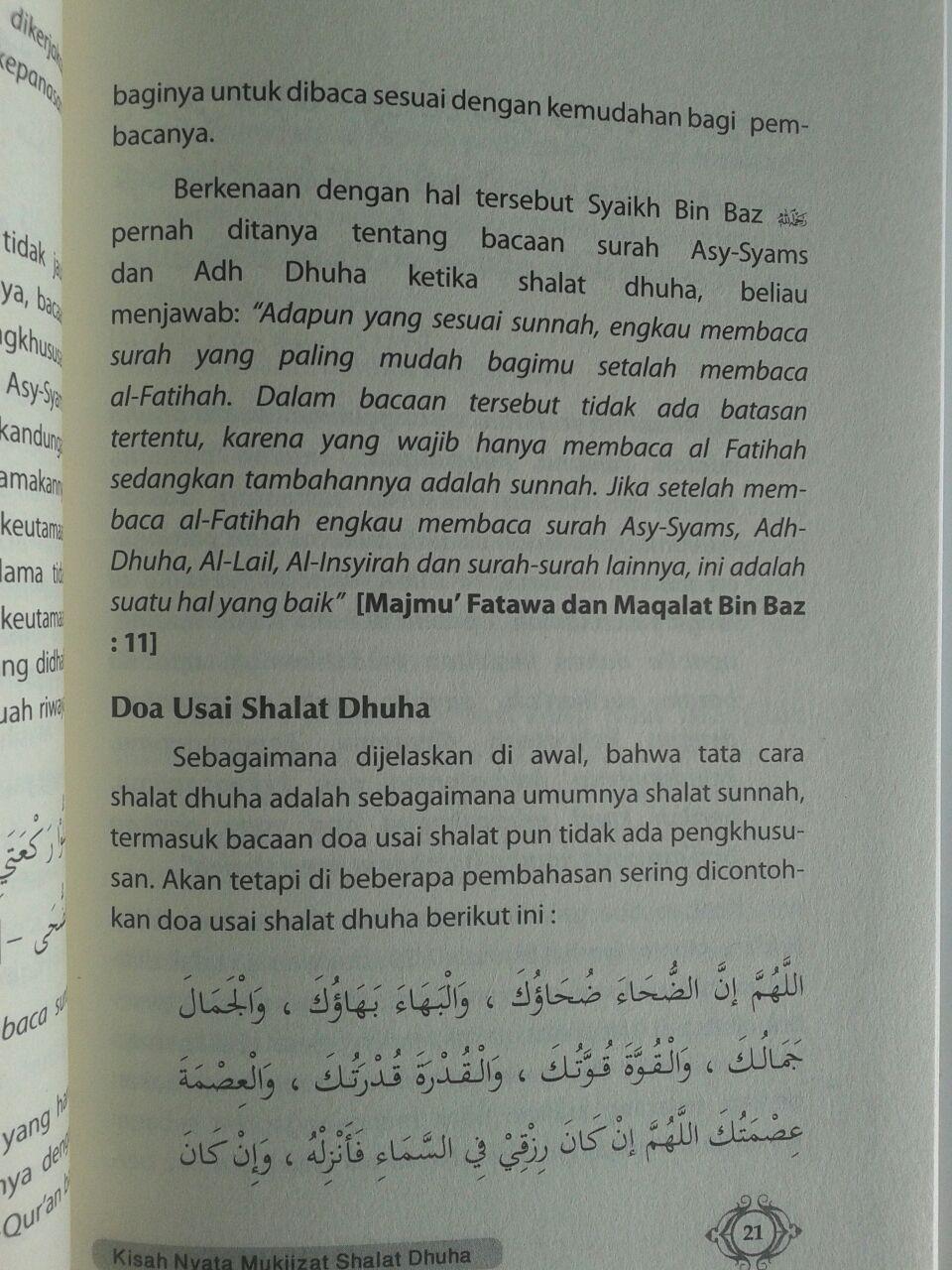 Buku Kisah Nyata Mukjizat Shalat Dhuha Pembuka Pintu Rezeki isi