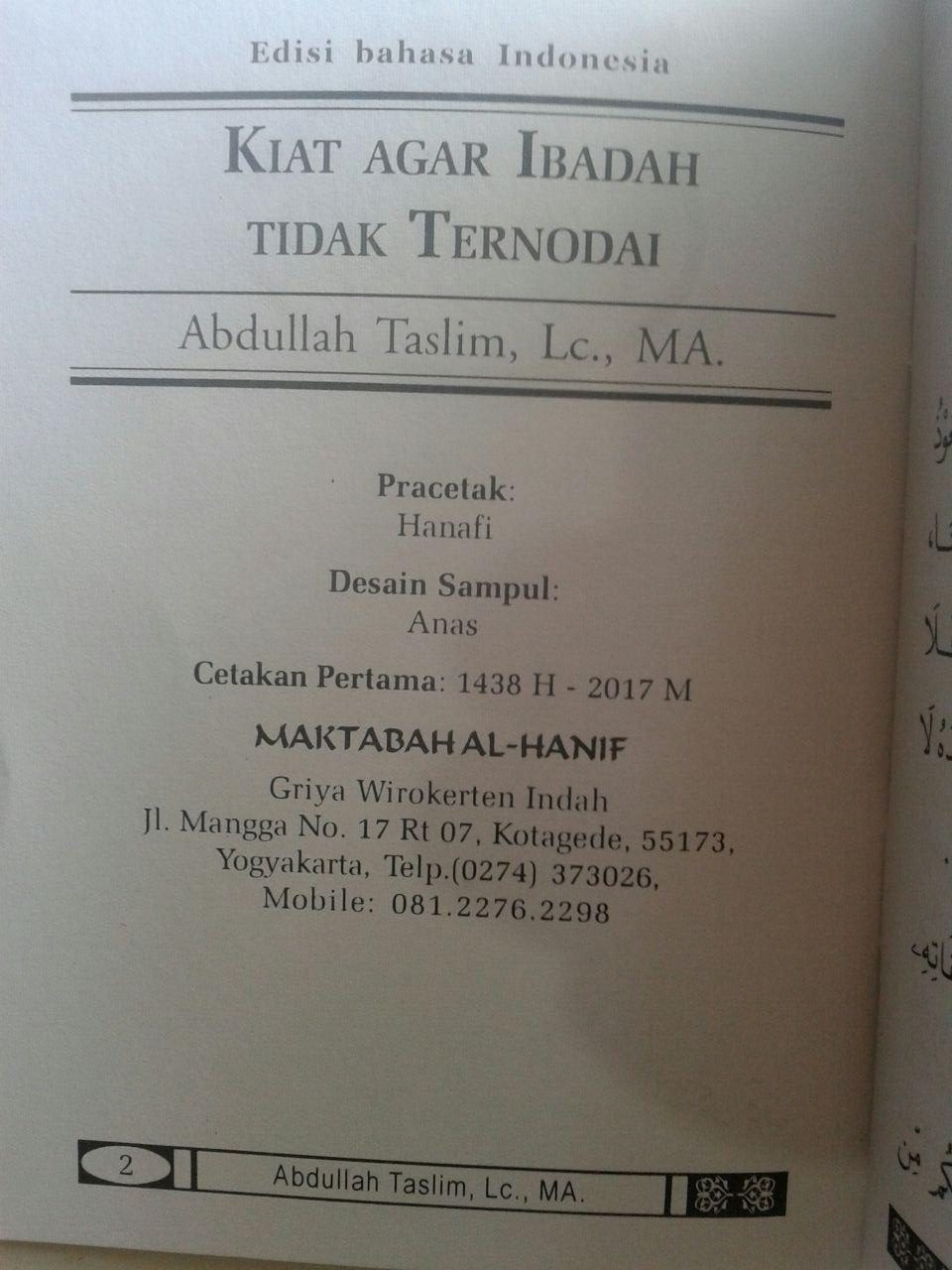 Buku Saku Kiat Agar Ibadah Tidak Ternodai isi