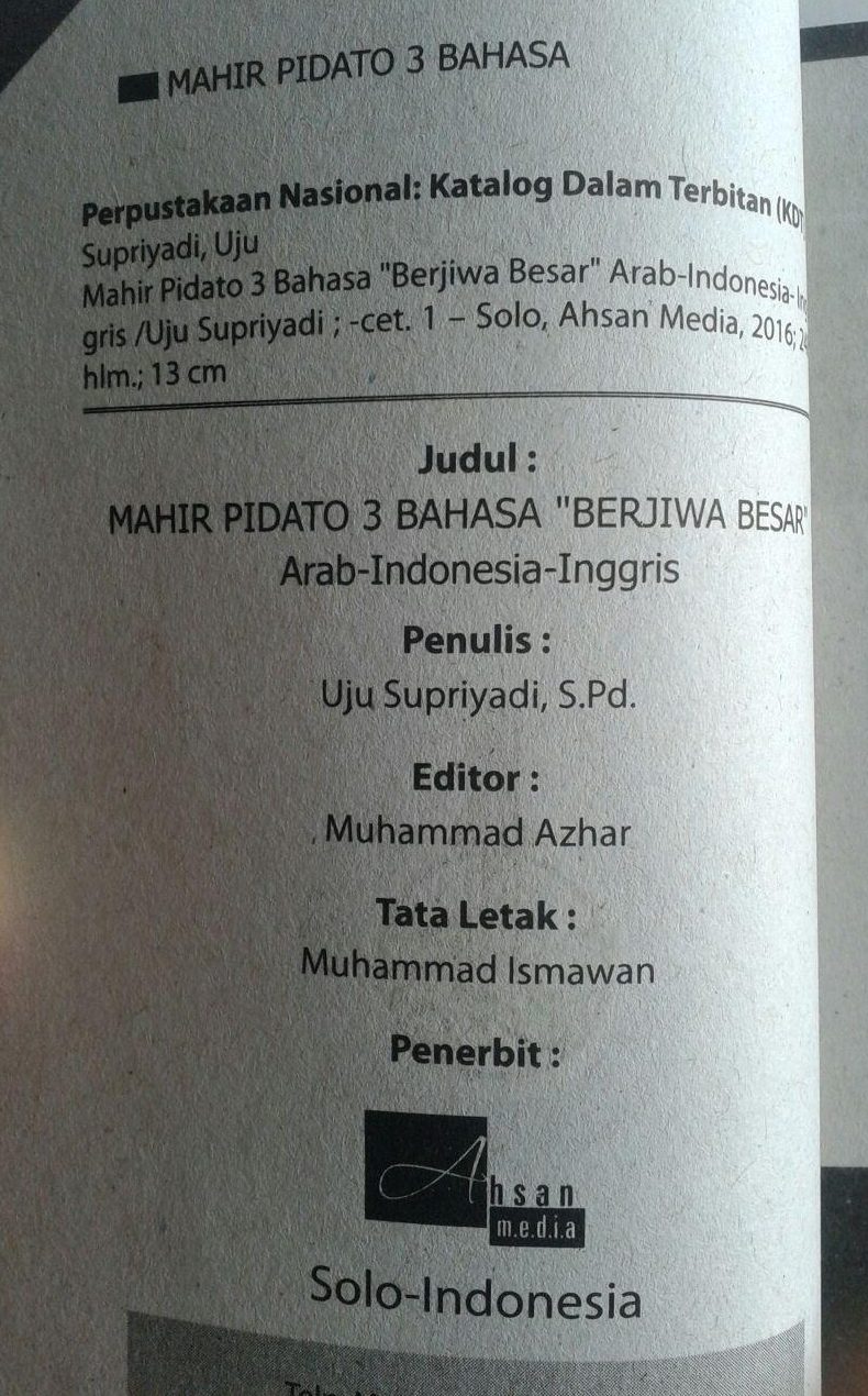 Buku Saku Mahir Pidato 3 Bahasa Arab Indonesia Inggris isi 3