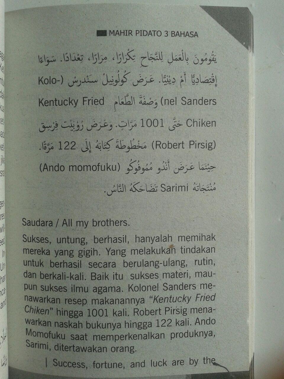 Buku Saku Mahir Pidato 3 Bahasa Arab Indonesia Inggris isi