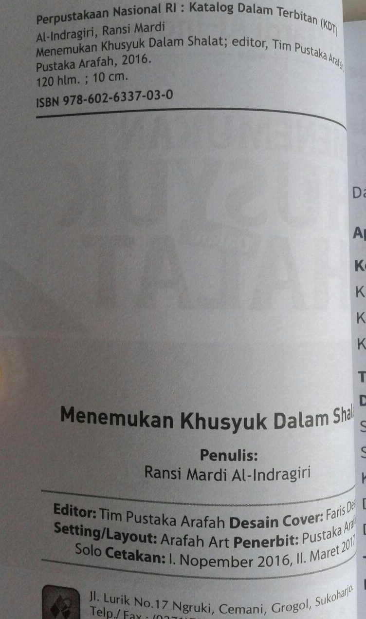 Buku Saku Menemukan Khusyuk Dalam Shalat isi