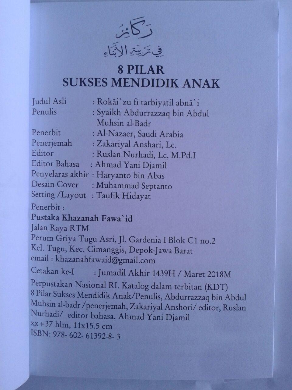 Buku 8 Pilar Sukses Mendidik Anak isi