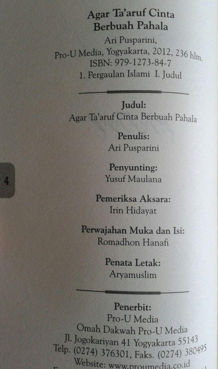 Buku Agar Taaruf Cinta Berbuah Pahala isi