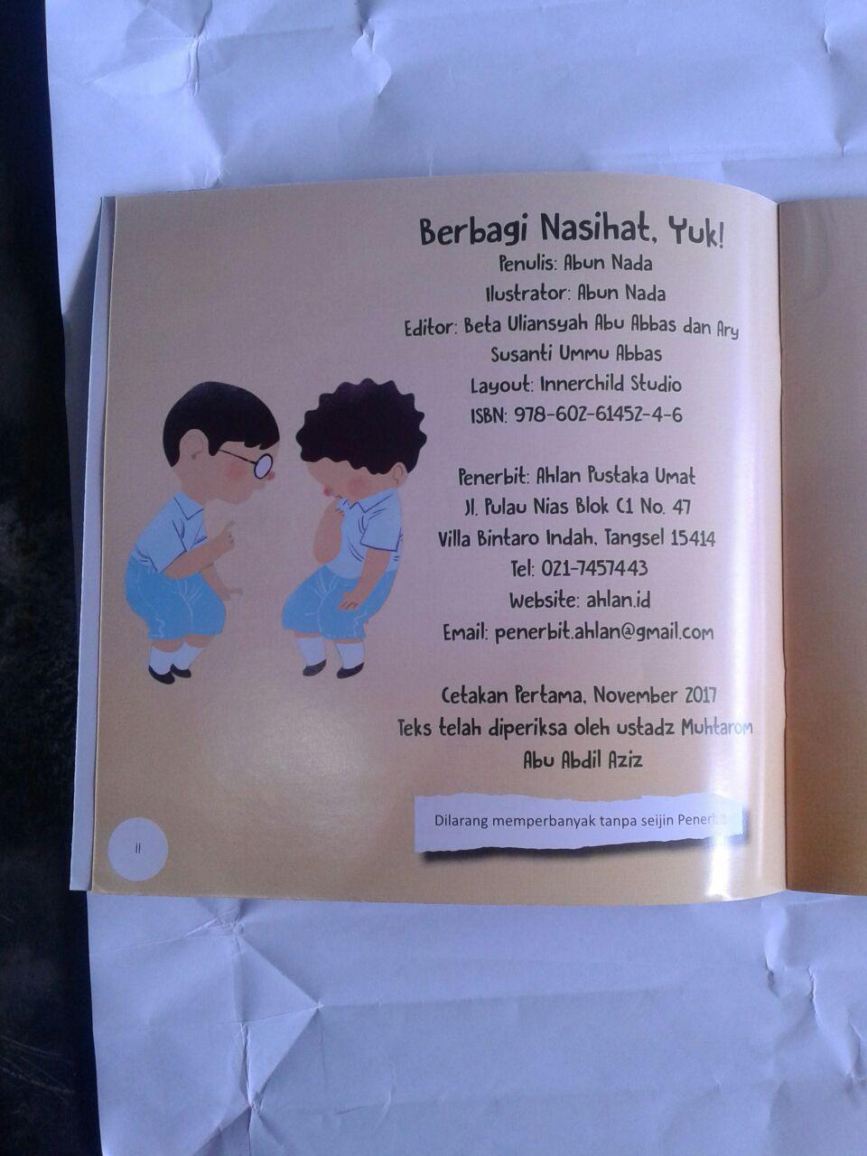 Buku Anak Berbagi Nasihat Yuk isi