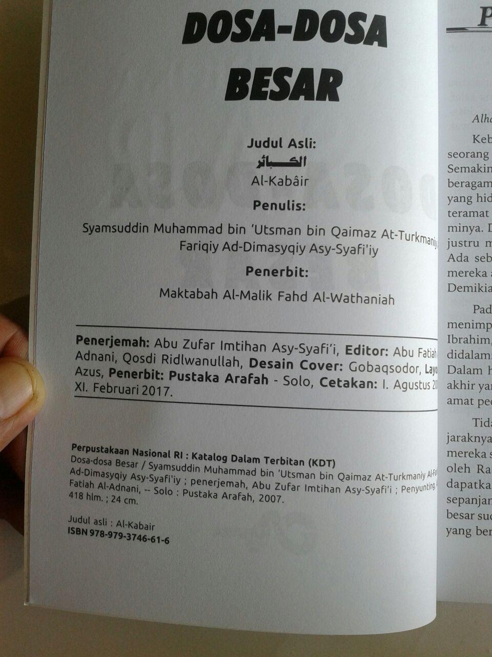 Buku Dosa-Dosa Besar Penjabaran Tuntas 70 Dosa Besar isi