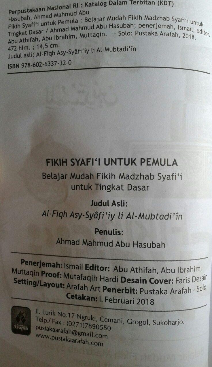 Buku Fikih Syafi'I Untuk Pemula Belajar Mudah Tingkat Dasar isi 3