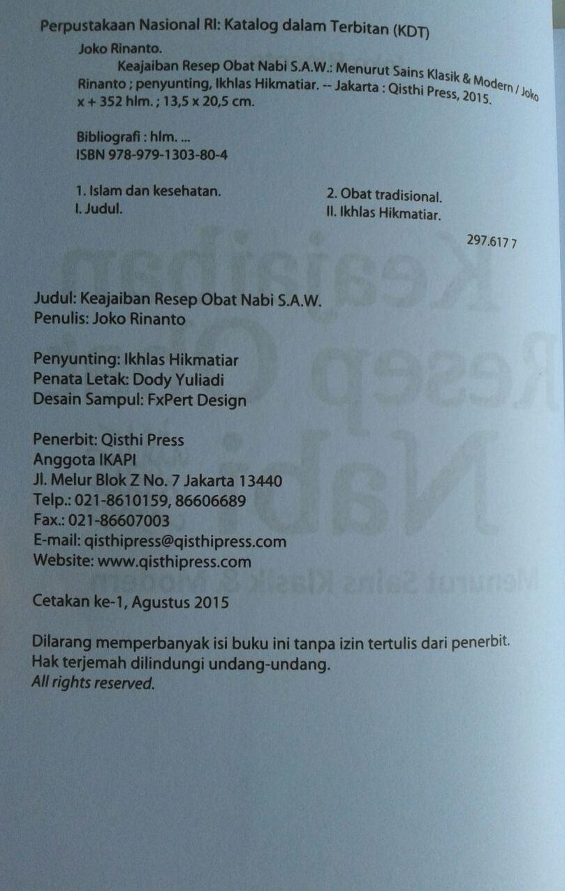 Buku Keajaiban Resep Obat Nabi Menurut Sains Klasik Dan Modern isi 2